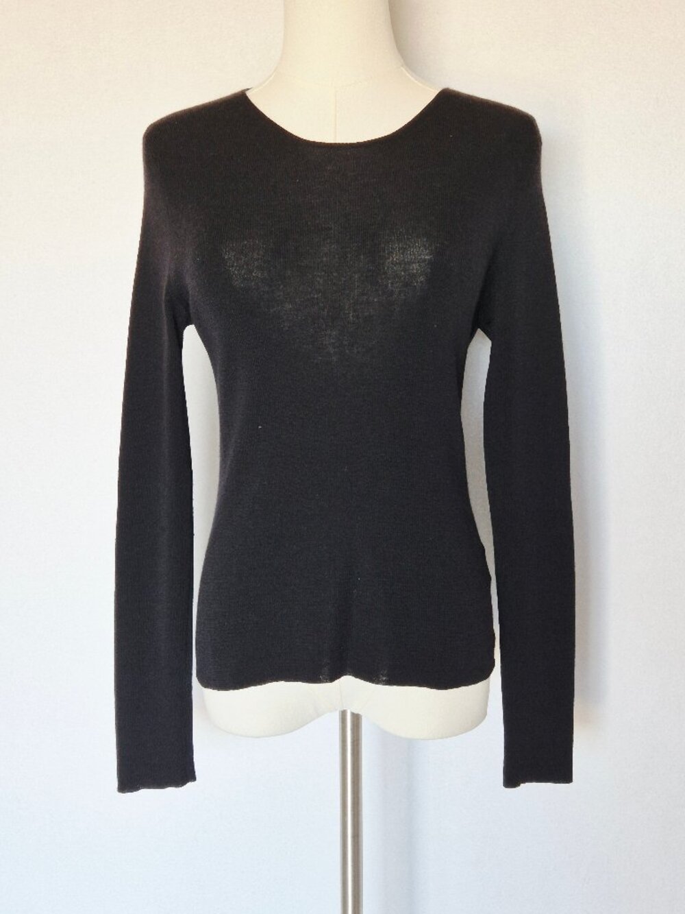 Jil Sander Made in Italy Cashmere Silk Wool Blend Lightweight Sweater Black